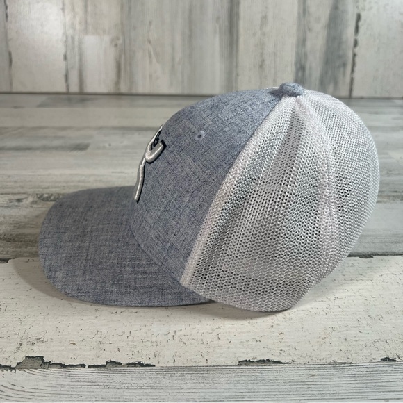 HOOEY Cayman Signature Logo Flexfit Hat Blue Mesh Trucker Cap Blue Size Large/XL - Picture 4 of 6